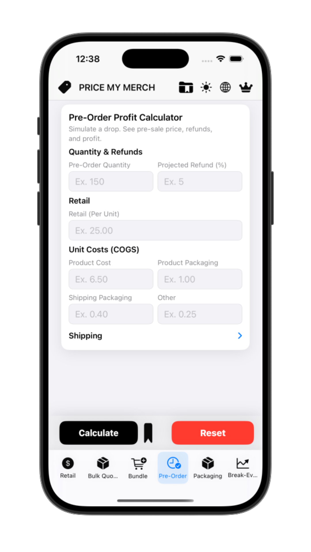 Pre-Order Profit Calculator screenshot