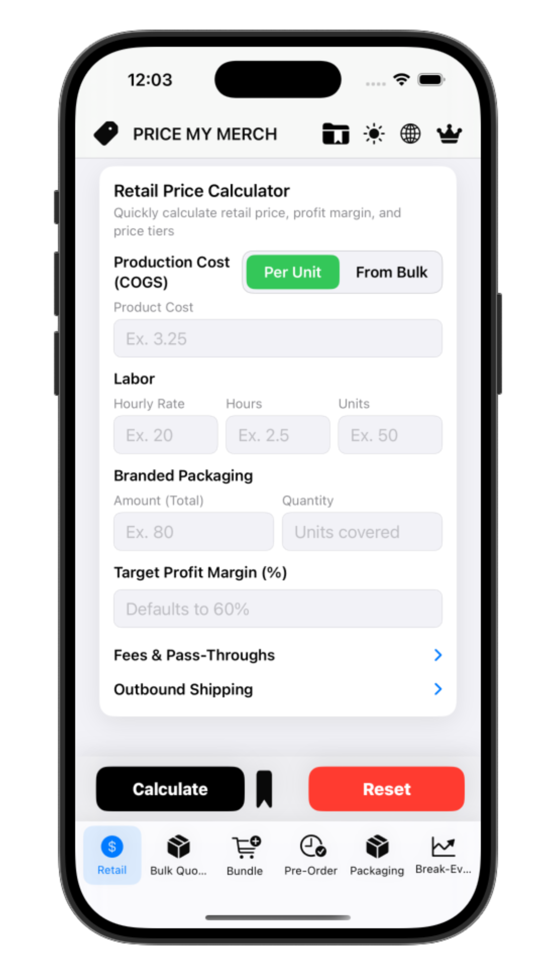 Retail Price Calculator screenshot